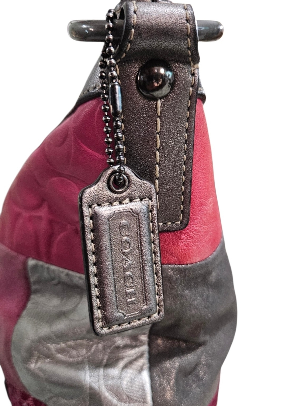 Coach Patchwork Shoulder Bag in Pink and Silver - Picture 4 of 14